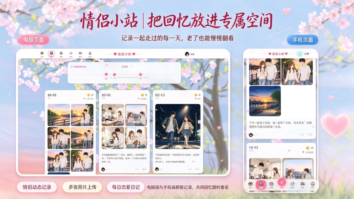 情侣小站 · 专属浪漫恋爱记录网站程序